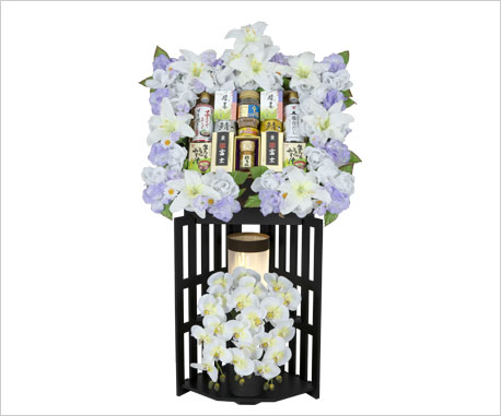 籠盛胡蝶蘭[造花]・和風スタンドランプK-200