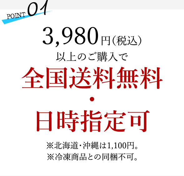 3980円以上のご購入で全国送料無料